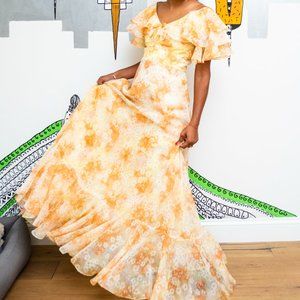 Vintage bell sleeve maxi dress